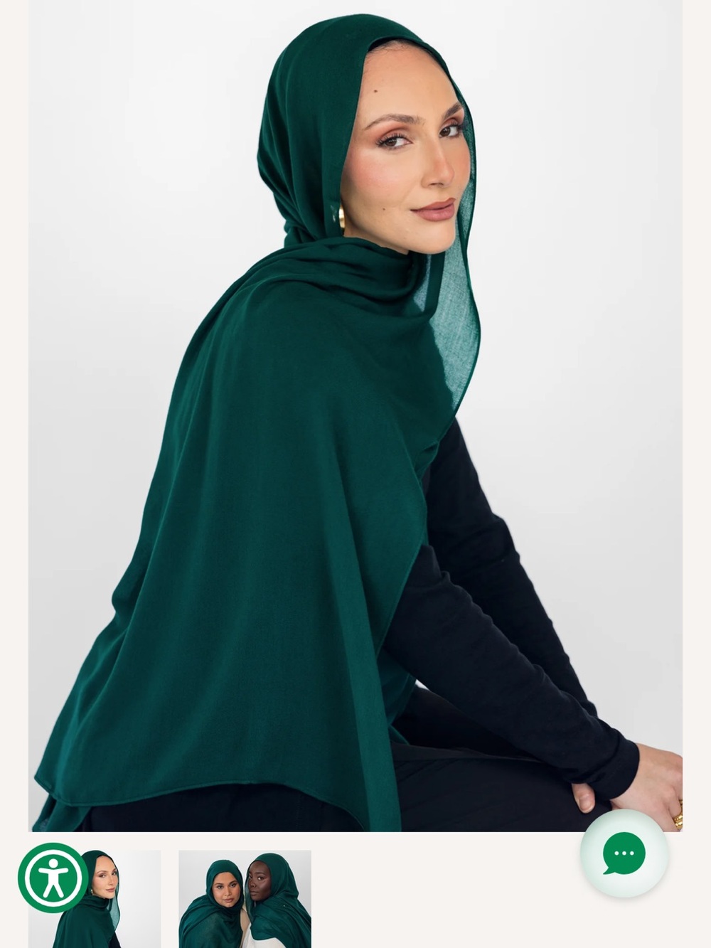 Deep Green Women's Hijab Scarf - Lightweight, Breathable Wrap